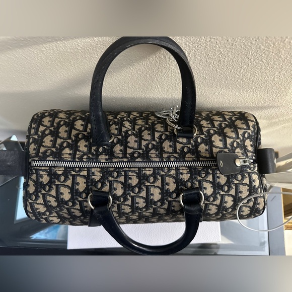 Vintage Christian Dior Large Boston Trotter Bag w Authentic DIOR Key Ring - Picture 7 of 14